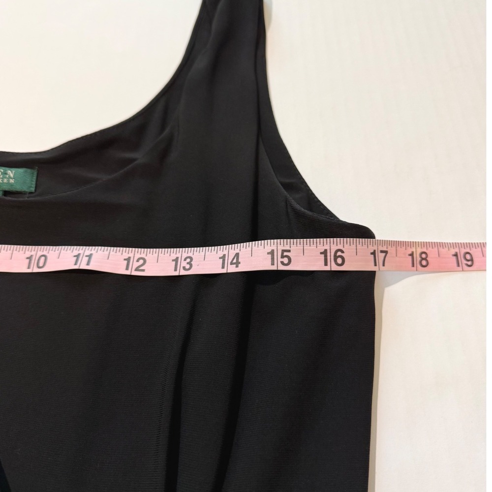 Lauren Ralph Lauren Black Sleeveless Maxi Dress Side Gathered Pleated Size 8 - Picture 5 of 8